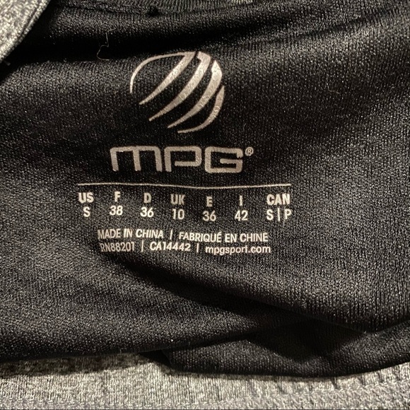 MPG Black Gray Built In Sports Bra Mesh Tank Top - Picture 3 of 4